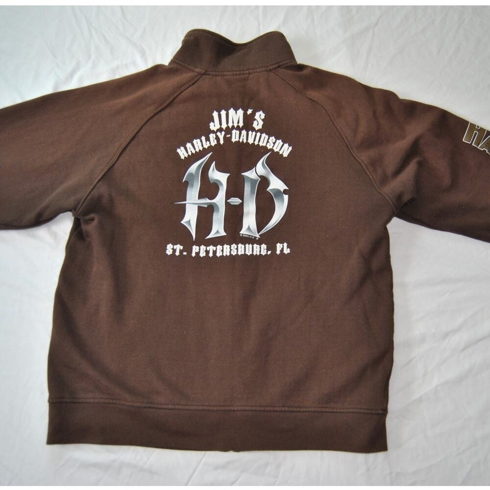 Harley Davidson St. Petersburg, FL Brown Full Zip Up Sweater Large